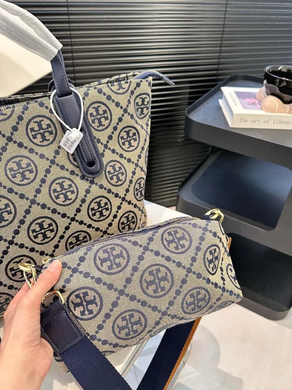 Tory Burch T Monogram Jacquard Large Zip Tote Bag